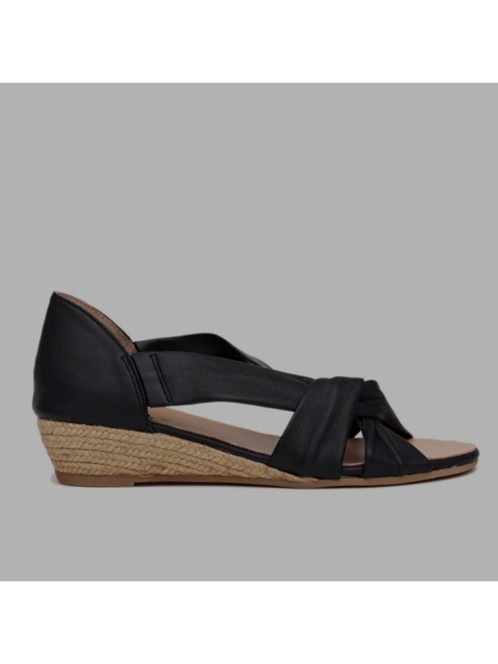 Women's wedge espadrille sandal all leather black new 36